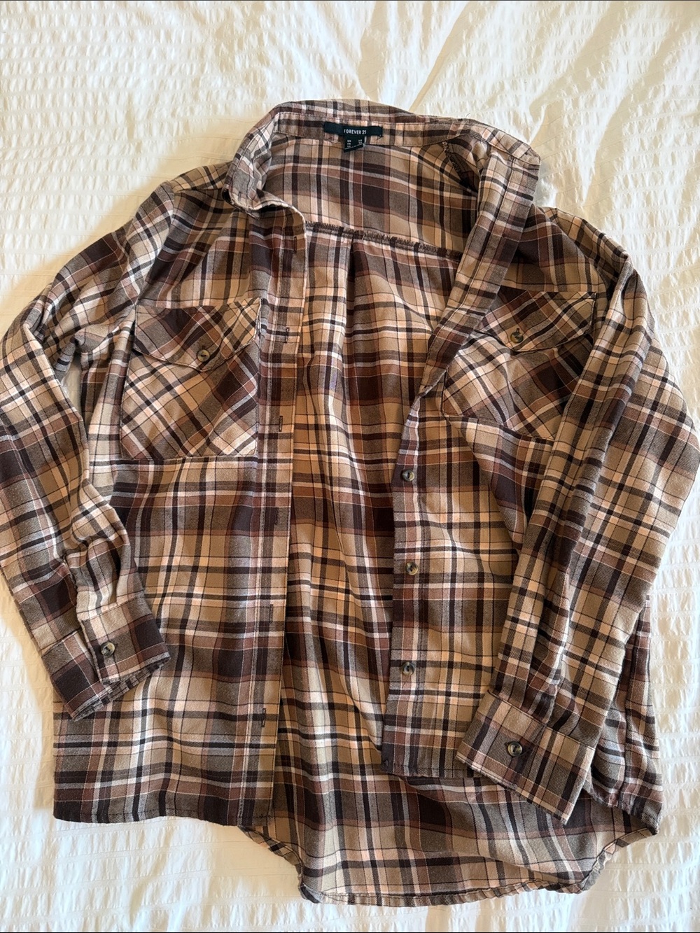 Forever 21 Brown Plaid Button-Down Shirt